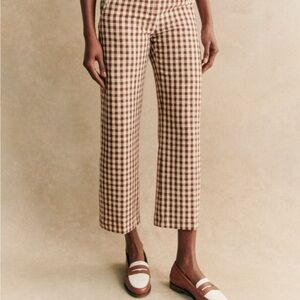 Sezane Martin Crop Trousers Brown Gingham